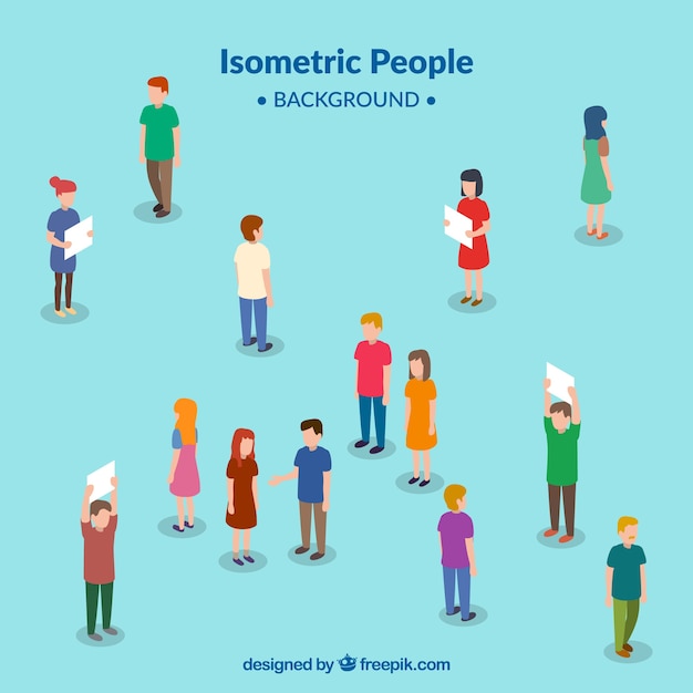 Fondo de personas en perspectiva isométrica