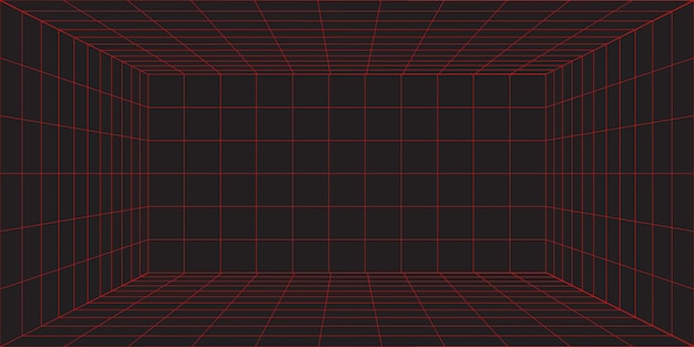 Fondo en perspectiva de la cuadrícula roja