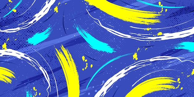 Fondo de pincel abstracto con estilo deportivo y efecto de semitono Ilustración de trazo de pincel para carteles o elementos de textura y rayado de fondo deportivo para diseño