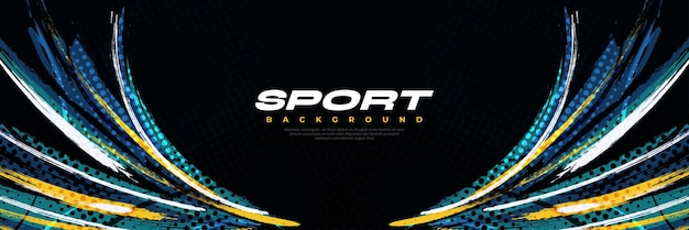 Fondo de pincel abstracto con estilo deportivo y efecto de semitono Ilustración de trazo de pincel para carteles o elementos de textura y rayado de fondo deportivo para diseño