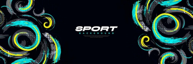 Fondo de pincel abstracto con estilo deportivo y efecto de semitono Ilustración de trazo de pincel para carteles o elementos de textura y rayado de fondo deportivo para diseño