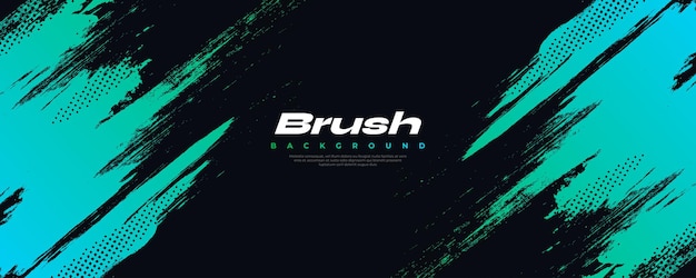 Fondo de pincel azul y verde con efecto de medio tono Fondo deportivo con rasguño de estilo grunge y elementos de textura para el diseño