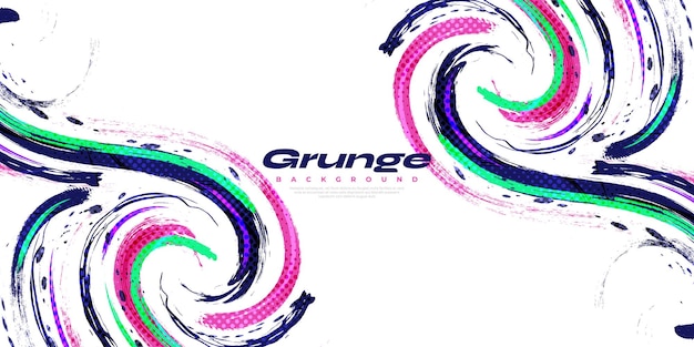 Fondo de pincel grunge abstracto y colorido con efecto de semitono Ilustración de trazo de pincel para carteles de pancartas o elementos de textura y rayado de fondo deportivo para diseño