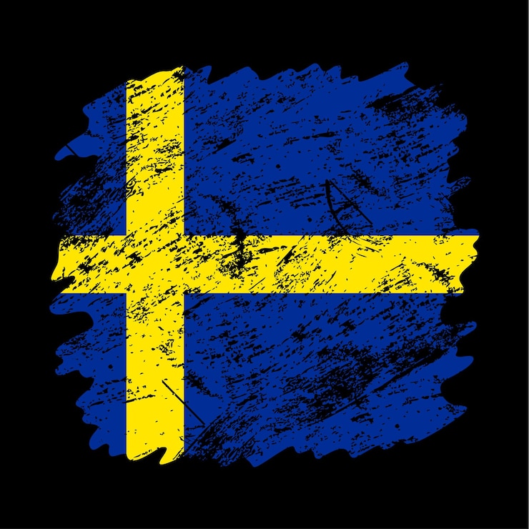 Vector fondo de pincel de grunge de bandera de suecia. ilustración de vector de bandera de pincel viejo. concepto abstracto de origen nacional.