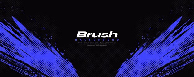 Fondo de pincel grunge negro y azul con efecto de medio tono Fondo grunge retro