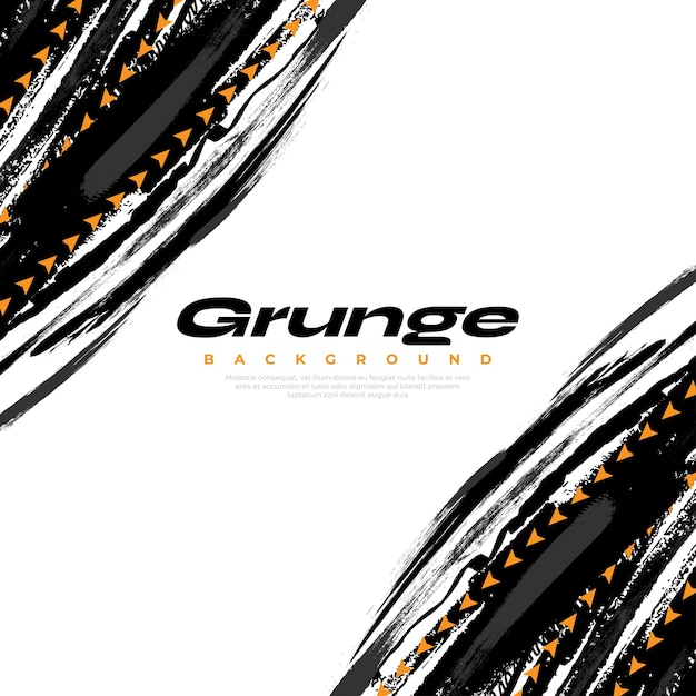 Vector fondo de pincel grunge negro con flecha amarilla aislada en fondo blanco fondo deportivo elementos de rascado y textura para el diseño