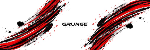Fondo de pincel rojo y negro abstracto con efecto de medio tono Ilustración de pinceles para carteles o fondos deportivos Grataje y elementos de textura para el diseño