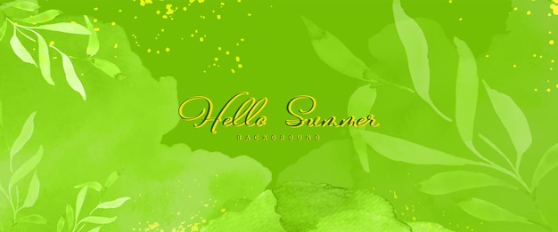 Fondo pintado a mano de acuarela abstracta para banner. Las hojas y las manchas botánicas de la flor forman el vector de la acuarela para el banner, el encabezado, la portada o la web de verano. Pincel incluido en archivo.