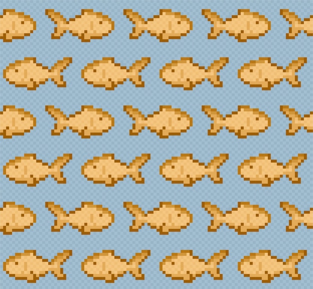 El fondo de píxeles sin costuras con mar y peces