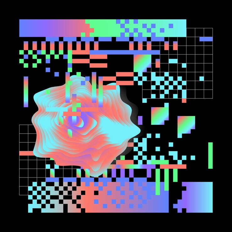 Vector fondo de píxeles de espacio de gradiente multicolor