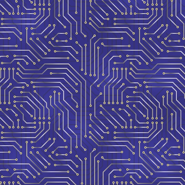 Fondo de placa base de computadora con elementos electrónicos de placa de circuito.