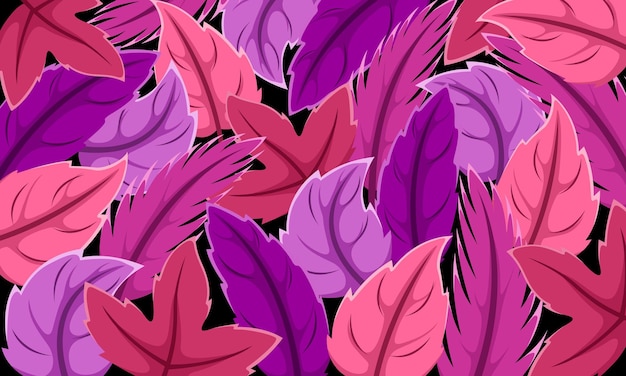 Fondo plano abstracto de hojas de colores con patrón