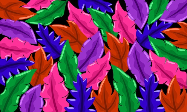 Fondo plano abstracto de hojas de colores con patrón