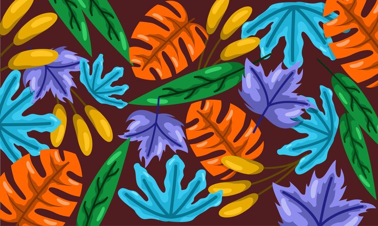 Vector fondo plano abstracto de hojas de colores con patrón