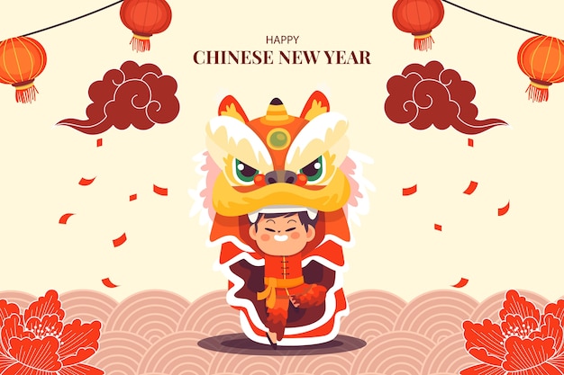 Fondo plano del año nuevo chino 