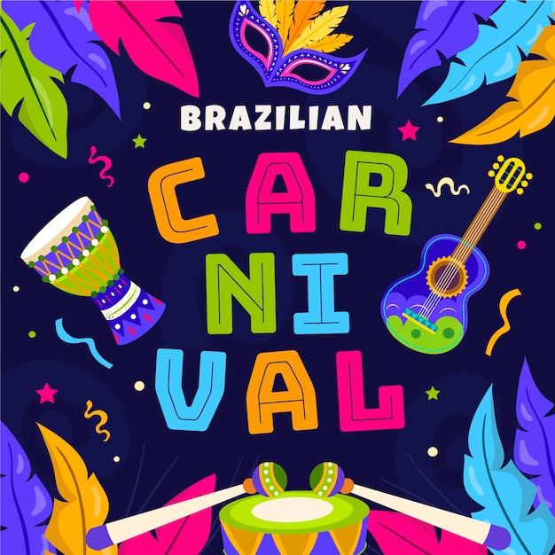Fondo plano del carnaval brasileño