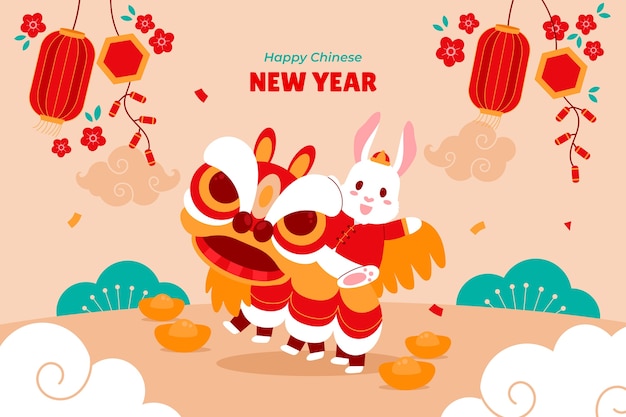 Vector fondo plano para la celebración del año nuevo chino