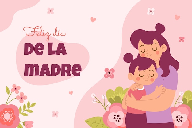 Vector fondo plano para la celebración del día de la madre en español