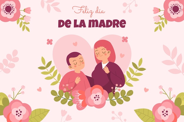 Vector fondo plano para la celebración del día de la madre en español