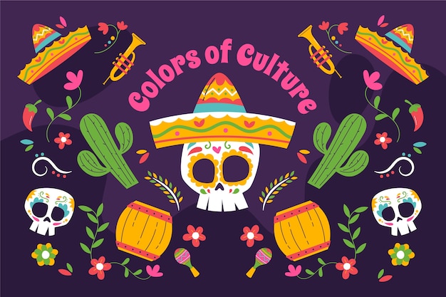 Vector fondo plano para la celebración del día de los muertos