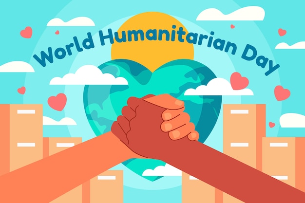 Vector fondo plano para la celebración del día mundial humanitario