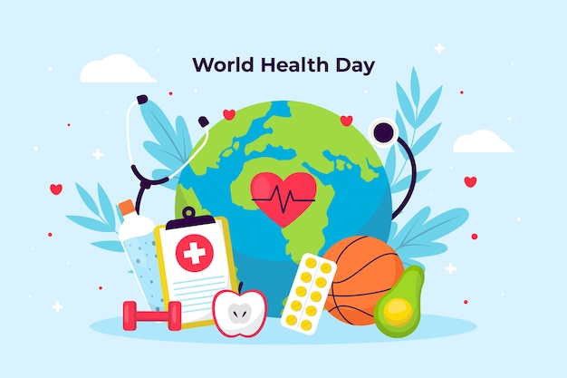 Vector fondo plano para la celebración del día mundial de la salud