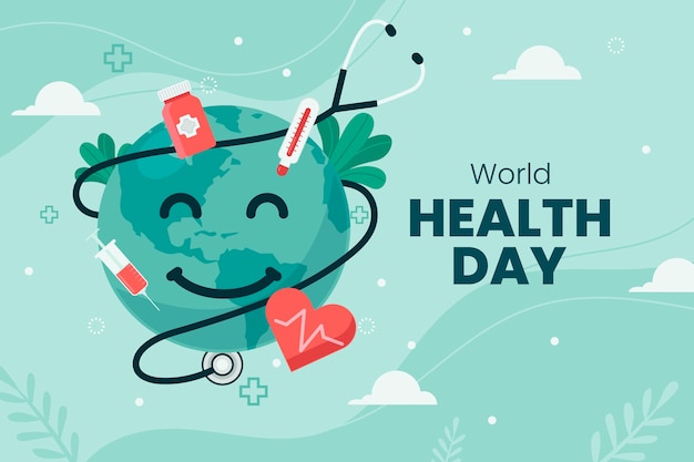 Vector fondo plano para la celebración del día mundial de la salud
