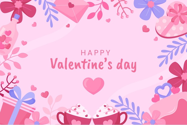 Fondo plano de celebración del día de san valentín