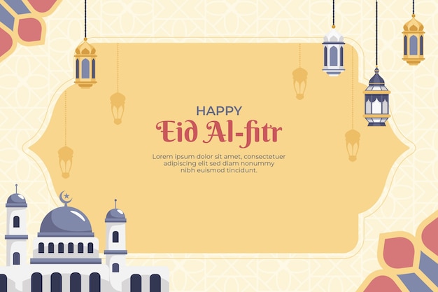 Vector fondo plano para la celebración de eid al-fitr