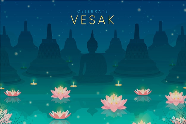 Vector fondo plano para la celebración del festival de vesak