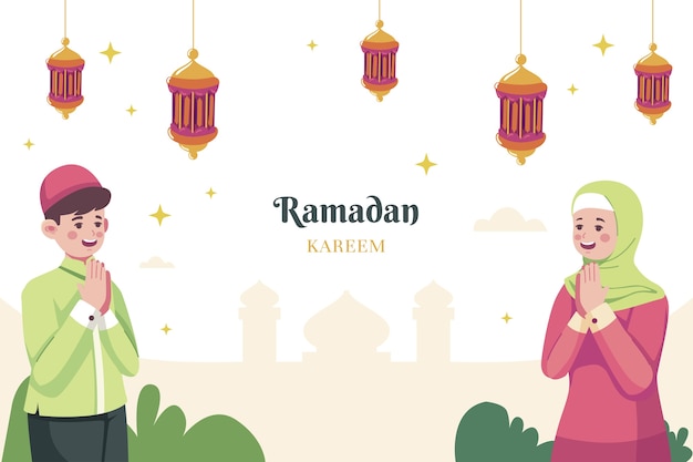 Vector fondo plano de celebración de ramadán