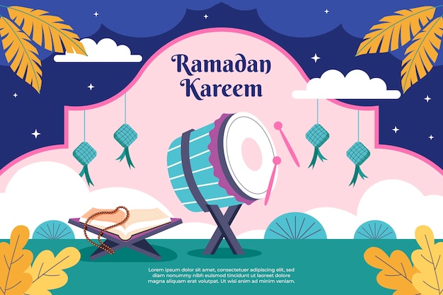 Fondo plano de celebración de ramadán