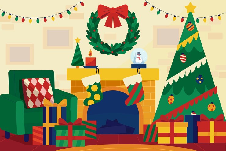 Vector fondo plano de celebración de temporada de navidad