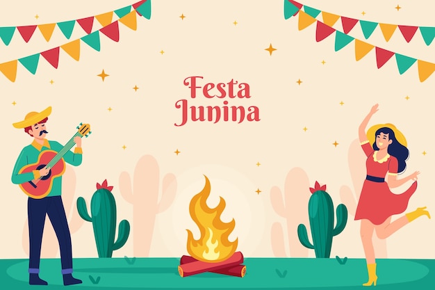 Vector fondo plano para celebraciones brasileñas festas juninas