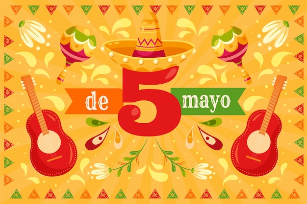 Vector fondo plano cinco de mayo