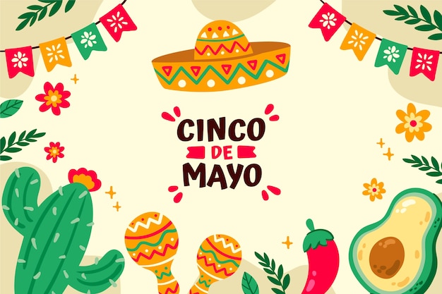 Vector fondo plano cinco de mayo