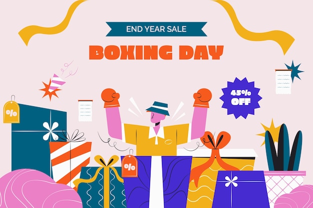 Fondo plano para compras y ventas del día del boxeo