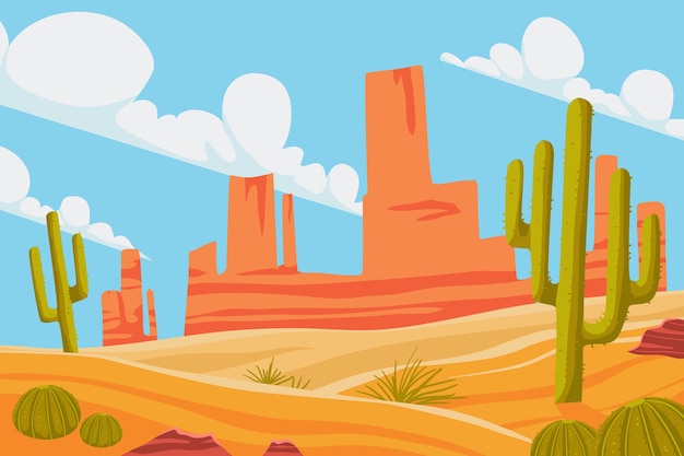 Vector fondo plano del desierto