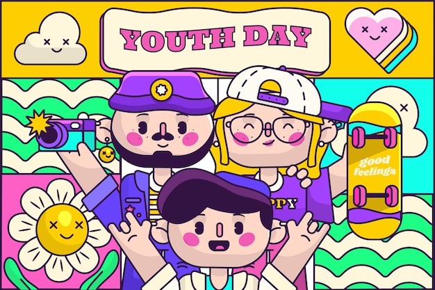 Fondo plano del día internacional de la juventud