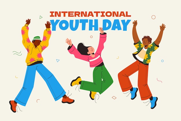 Vector fondo plano del día internacional de la juventud