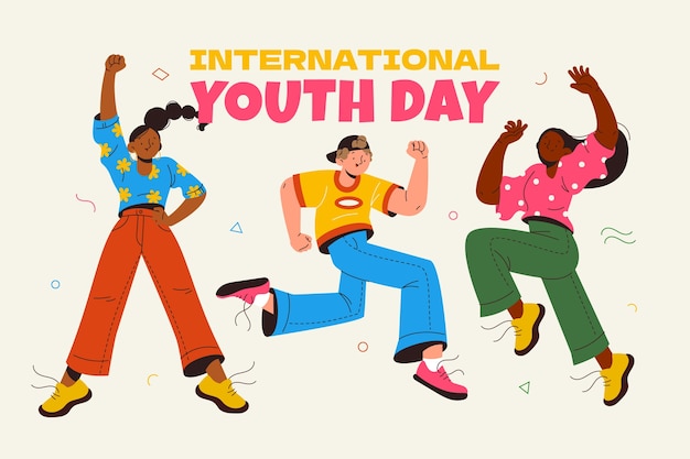 Vector fondo plano del día internacional de la juventud