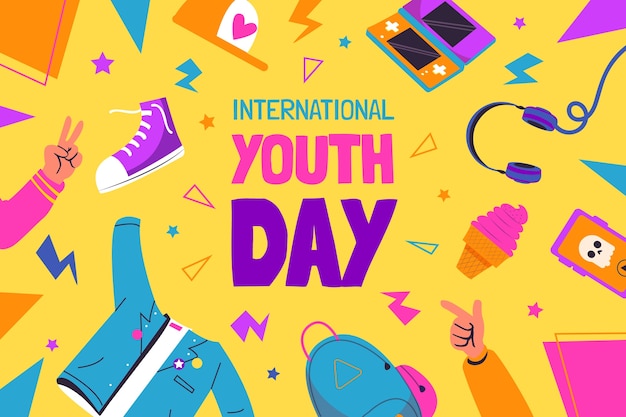 Fondo plano del día internacional de la juventud