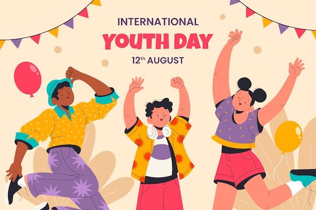 Fondo plano del día internacional de la juventud