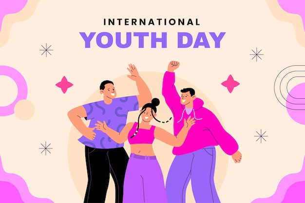 Fondo plano del día internacional de la juventud