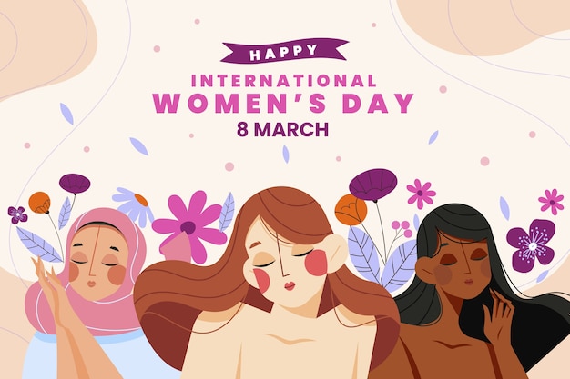 Vector fondo plano del día internacional de la mujer