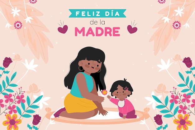 Vector fondo plano del día de la madre en español