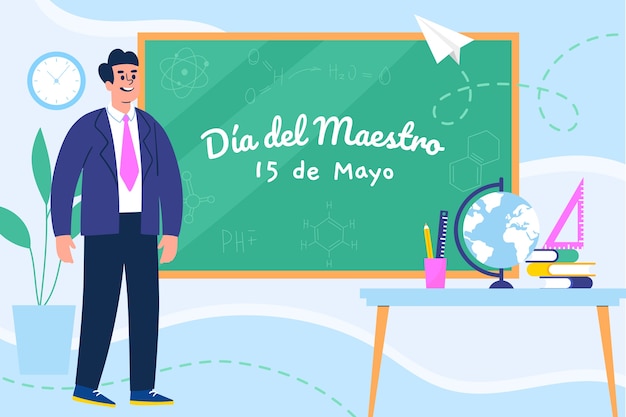 Fondo plano del día del maestro en español