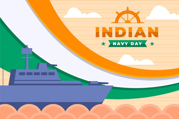 Vector fondo plano del día de la marina india
