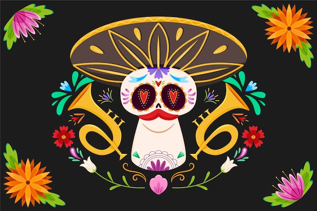 Vector fondo plano dia de muertos