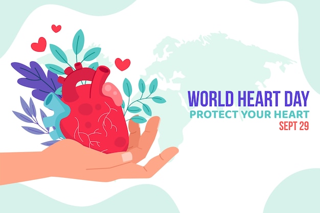 Fondo plano del día mundial del corazón